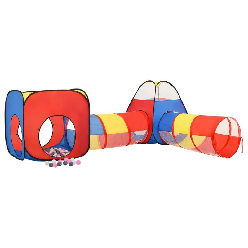 Tente de jeu pour enfants - 250 balles multicolores incluses - Design 3-en-1 avec tente, maison et tunnel de jeu - Réf. 02_0005146_0
