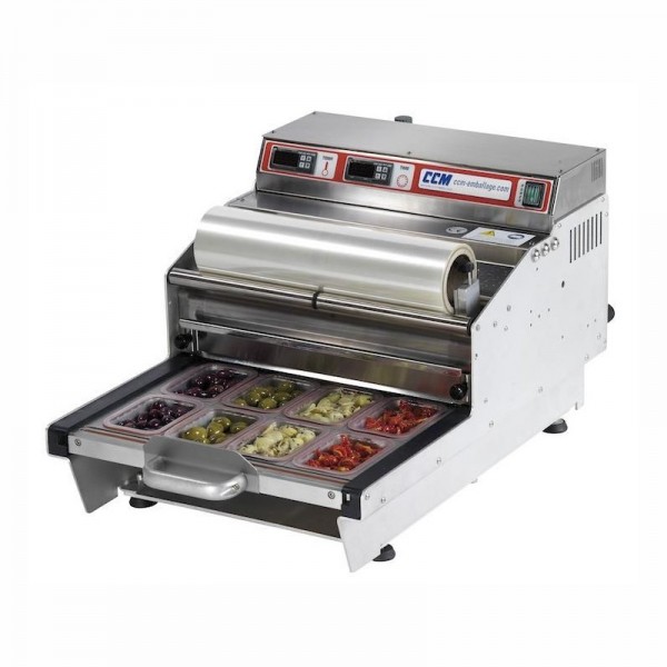 Thermoscelleuse semi-automatique CCM BARQ400P - operculeuse de barquettes avec tiroir hermétique, format max 420x290xH115 mm_0