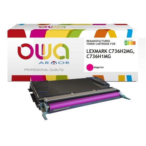 TONER REMANUFACTURÉ OWA - HAUTE CAPACITÉ - MAGENTA - POUR LEXMARK C736H2MG, C736H1MG - TONER COMPATIBLE
