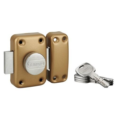 VERROU DE PORTE - À BOUTON ET CYLINDRE 80 MM - OR - TRANSIT 2 FTH THIRARD