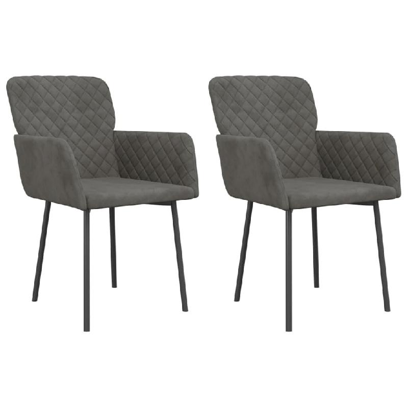 VidaXL Chaises à manger lot de 2 Gris foncé Velours Modèle Épure Royale - 344780_0