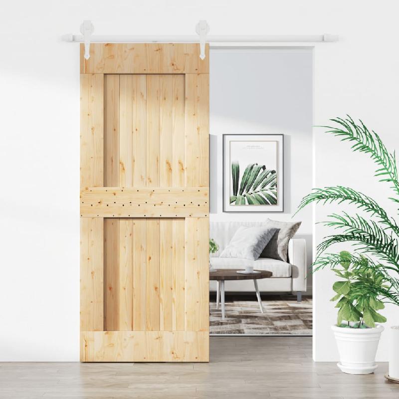 Vidaxl porte coulissante et kit de quincaillerie 85x210 cm pin massif 3203221_0