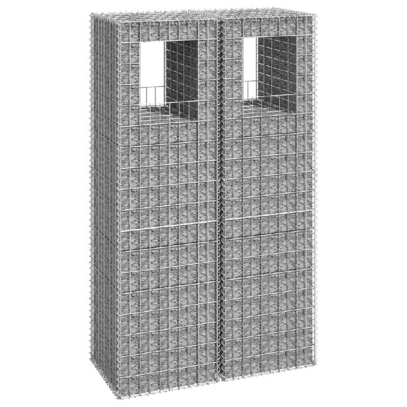 Vidaxl poteaux à panier de gabion 2 pcs 50x50x180 cm fer 151273_0