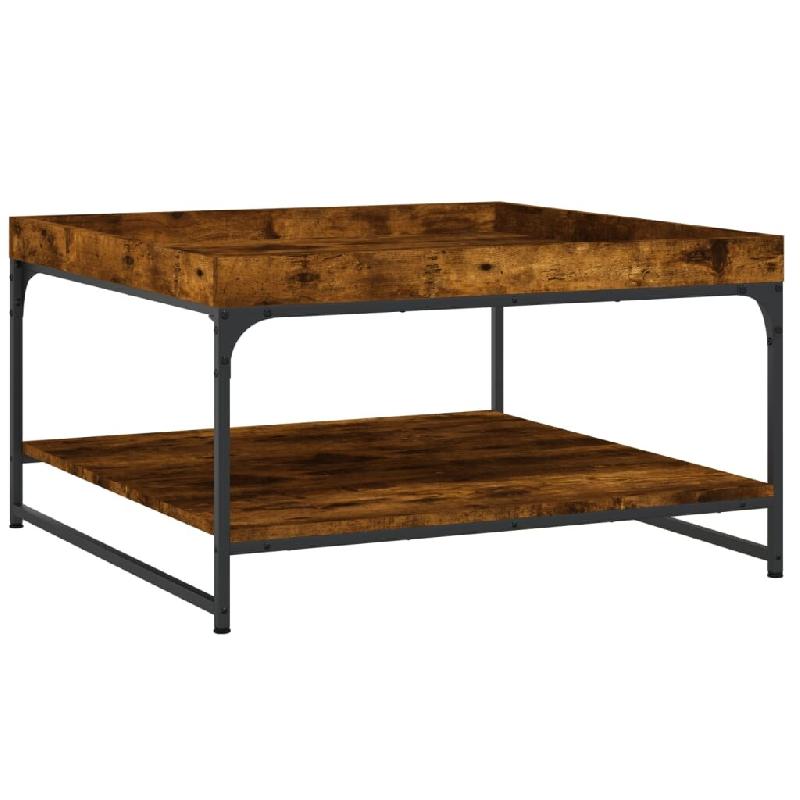 VidaXL Table basse chêne fumé 80x80x45 cm bois d'ingénierie et fer Modèle Atlas Line Plus - 832815_0