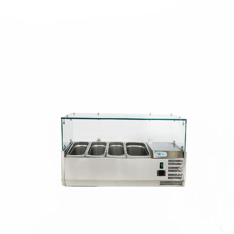 Vitrine réfrigérée avec verre. Capacité 3xGN1/3 + 1xGN1/2. Dimensions (LxPxH) 120x38x43,5 cm. ForCold by FIMAR G-VRX1200-380 - 224_0