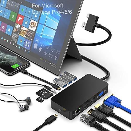 Station d'accueil Surface Pro 4/5/6 - Hub USB 12-en-1 avec Ethernet Gigabit, HDMI 4K et lecteur de cartes SD/TF_0