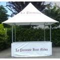 Buvette pliante - armature aluminium - 3x3m - avancée de toit 50 cm - toile PVC M2 anti-UV 100% étanche_0