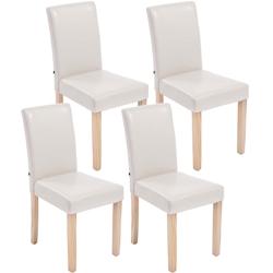 CLP Lot de 4 Chaises de salle à manger Ina similicuir avec pieds en Bois Crème/Nature - beige polyester 181502704_0
