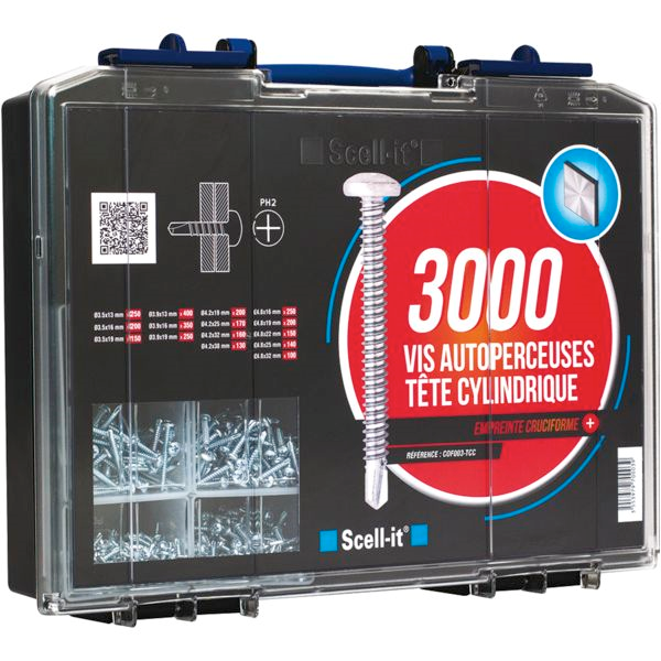 COFFRET 3000 VIS AUTOPERCEUSES TÊTE CYLINDRIQUE EMPREINTE PHILLIPS TCC