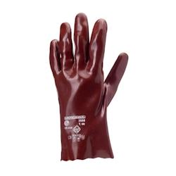 Coverguard - Gants de protection chimique rouge 27cm en coton enduit PVC EUROCHEM 3510 (Pack de 10) Rouge Taille 9 - rouge 3435241035097_0