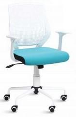 Fauteuil ergonomique assise tissu Newton - blanc, dossier basculant, accoudoirs fixes, roulettes bicolores_0