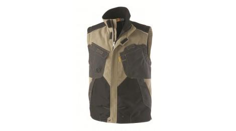 Gilet matelassé 2R Outforce Molinel - beige-noir, taille XL - col polaire, poches multiples, tissu renforcé Cordura®_0