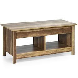 HELLOSHOP26 - Table basse avec plateau relevable avec espace de rangement caché et etagère inférieur 109 x 47,5 x 50-63 cm chêne 20_0005962 - 20_0_0