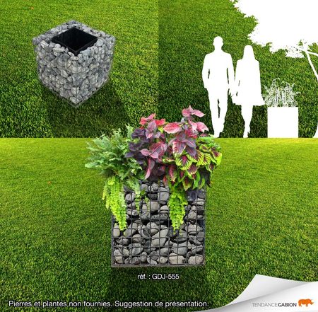 Jardinière gabion 0,50m x 0,50m x 0,50m - Fil Zinc/Alu anticorrosion - Maille 50x50mm_0