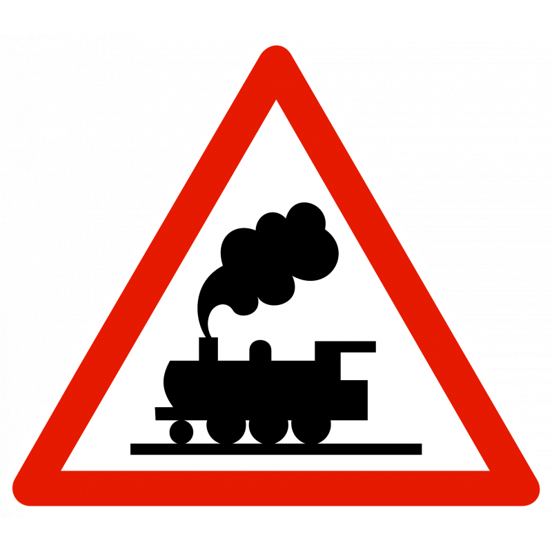 Panneau de danger A8 - Passage à niveau sans barrière ni demi-barrière - WP Signalisation_0
