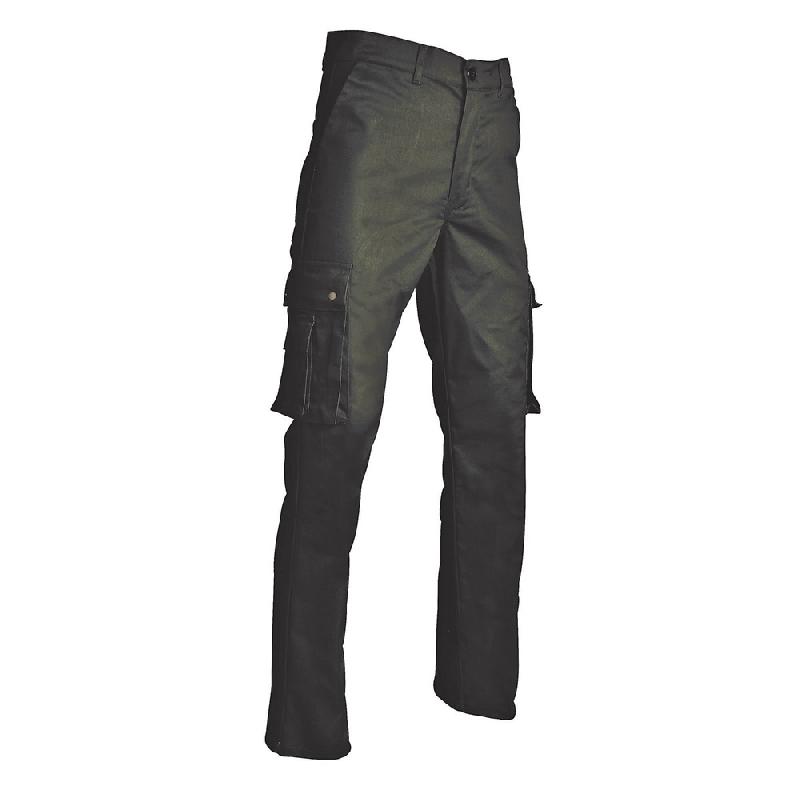 PANTALON DE TRAVAIL TYPE TREILLIS EN POLYCOTON, VERT US, TAILLE 54