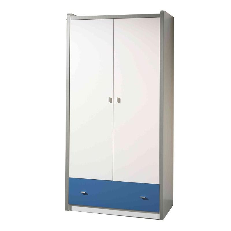 Armoire à portes battantes - 2 portes Bonny 202cm Bleu - Paris Prix_0