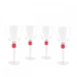 Aulica Verres à vin avec pied en diamant rouge - lot de 4 - rouge 760701_0