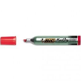 BIC MARQUEUR PERMANENT POINTE BISEAU CORPS MÉTAL GRANDE CONTENANCE ENCRE ROUGE ONYX MARKER 1591