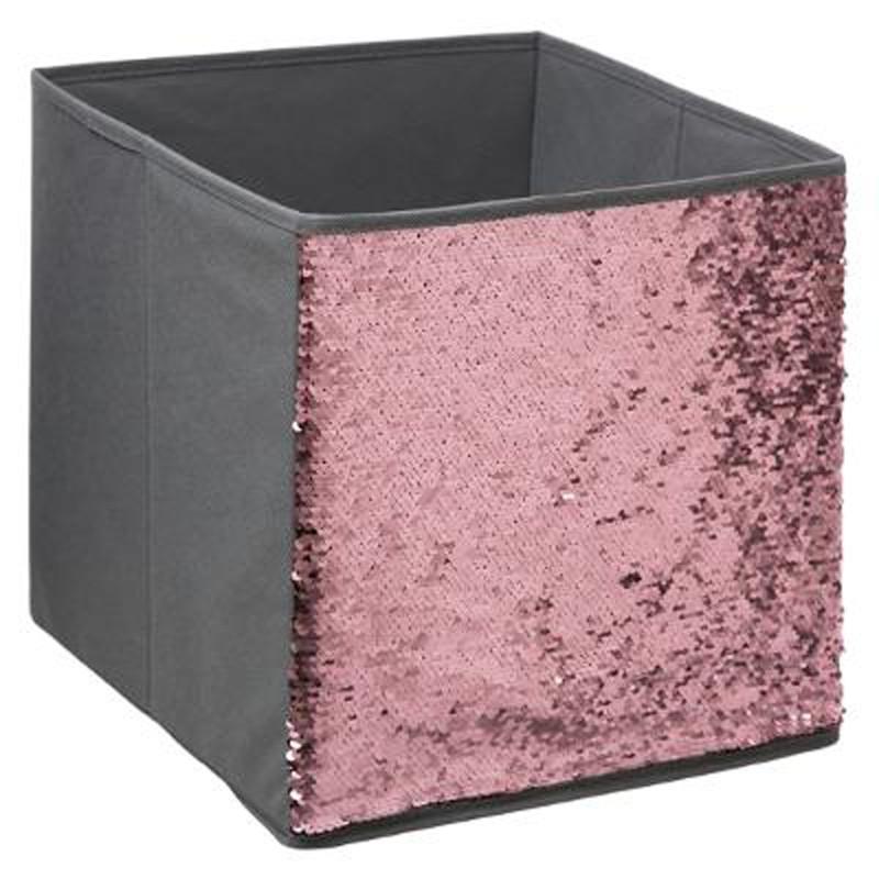 BOÎTE DE RANGEMENT PLIABLE SEQUIN SHINE 31X31CM GRIS - PARIS PRIX_0