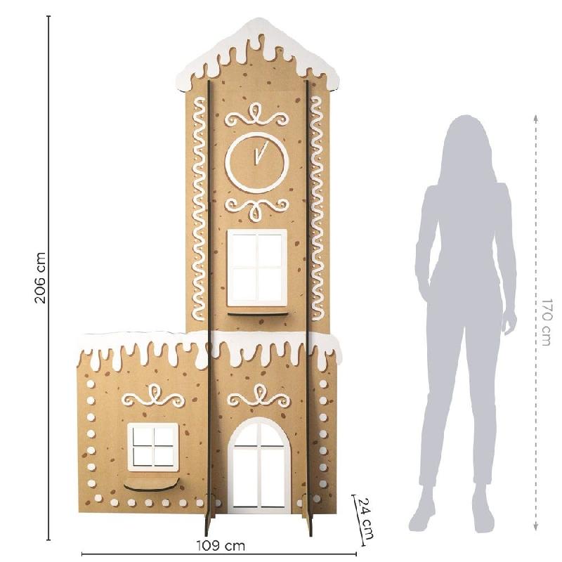 Décor maison pain d'épice en MDF avec étagères recto/verso 109 x 206cm_0