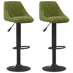 Décoshop26 - Lot de 2 tabourets de bar chaises hautes coutures en losange en velours vert clair cadre en acier DEC029885 - 3000257610110_0