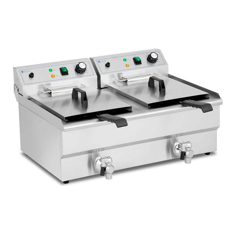 Friteuse électrique professionnelle 230V - 2 x 16 litres - 6000W - Acier inoxydable - Royal Catering - 14_0003984_0