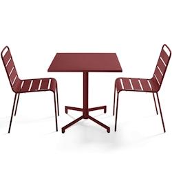 Oviala Business Ensemble table 70 cm et 2 chaises de jardin en métal pourpre - violet acier 114660_0