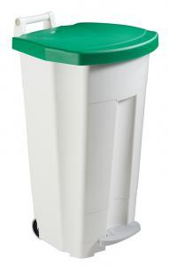Poubelle publique 90L mobile à pédale en plastique vert - Boogy avec tringlerie inox et méthode HACCP_0