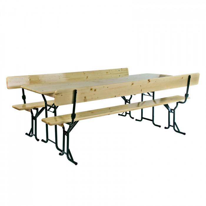 Table et bancs de brasserie - ensemble de jardin 3 pces 220 x 60 cm_0