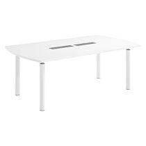 Table tonneau antibactérien plateau blanc 8 personnes L 200 x P 115 cm - Frégate - piétement blanc_0