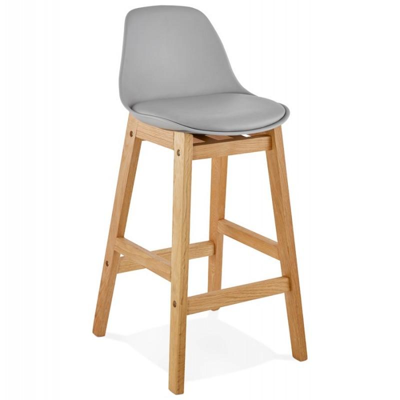 Tabouret de bar scandinave Rita 87cm gris - Paris Prix - Polyuréthane, polypropylène et chêne_0