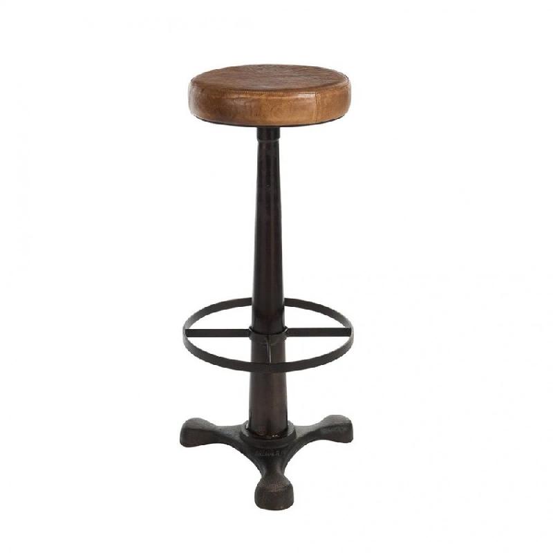 TABOURET DE BAR VALONA EN CUIR / MARRON_0