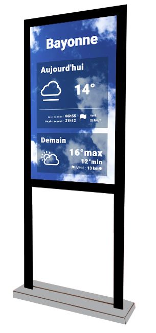 Totem LCD vitrine - écran LCD haute luminosité 32 à 75 pouces - 2500 à 5000 cd/m² - gestion via clé USB ou SAAS_0
