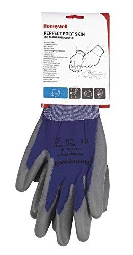 Honeywell 2400260-09 - Gants de protection Perfect Poly en polyamide tricoté avec revêtement polyuréthane gris, taille 09/SPS, bleu_0