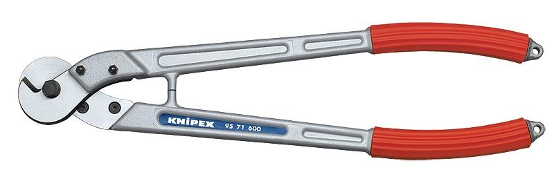 Pince coupe-câble inox INDIA - 60 cm - Knipex 95 71 600 - Poignée plastique rouge_0