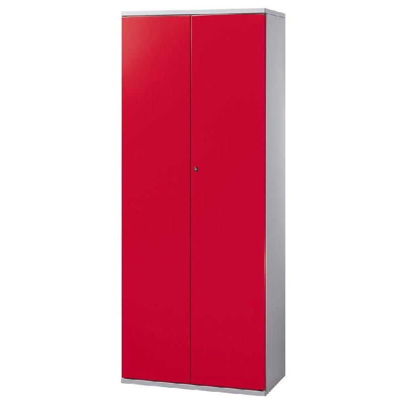 ARMOIRE MÉTAL STARTING - A PORTES BATTANTES - H. 198  X  L. 80 CM - CORPS ALU - PORTES ROUGE