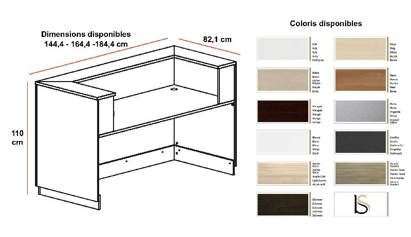 Banque d'accueil droite Delta Plus - Mobel Linea - 184, Blanc, Oui, Chêne veiné_1