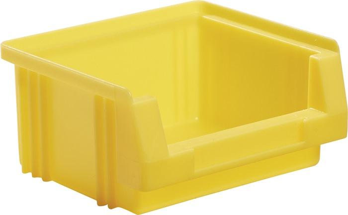 Boîte de rangement à ouverture frontale PLK - 90x102x50mm - PP jaune - Résistante et compatible alimentaire_0