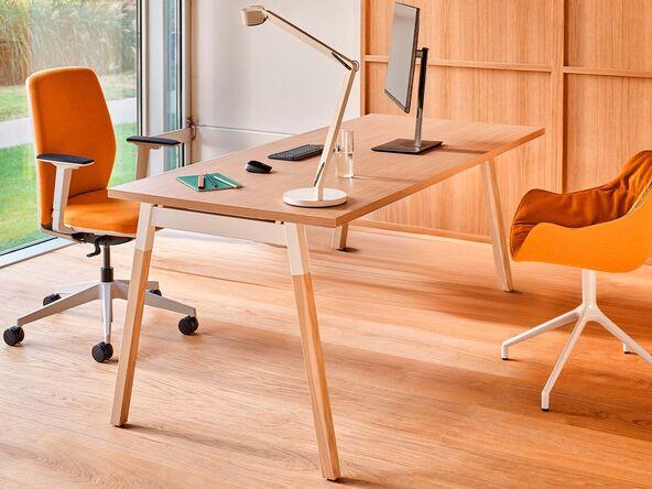 Bureau individuel pieds bois et acier design_0