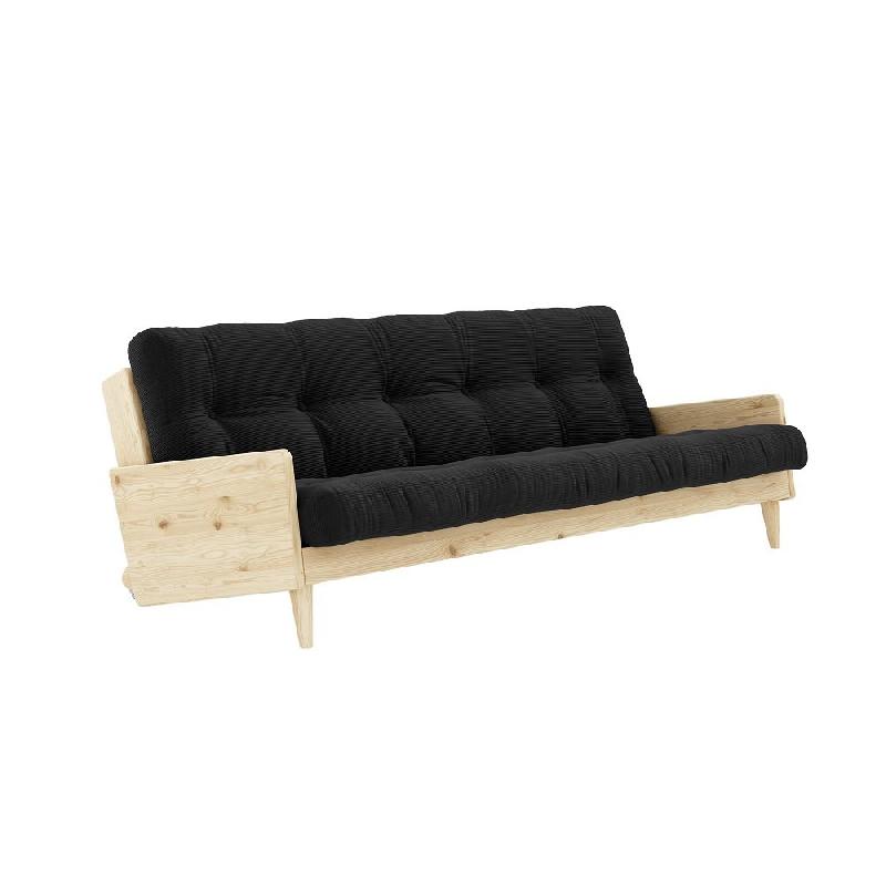 CANAPÉ 3 PLACES CONVERTIBLE INDIE STYLE SCANDINAVE FUTON CHARBON COUCHAGE 130*190 CM._0