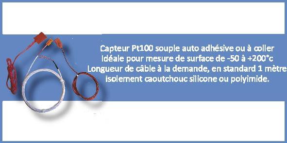 Capteur de température de surface Pt100 - polyimide ou silicone - plage -50 à 200°C - réponse rapide_0
