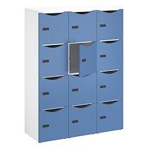 Casier de bureau Lockers 12 cases - Corps blanc, portes bleu argile - H 170,9 cm_0
