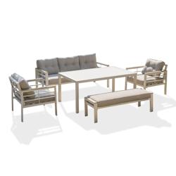 DCB GARDEN Ensemble repas de jardin 7 places en aluminium blanc - CAYENNE - blanc aluminium CAYENNE-S3_0