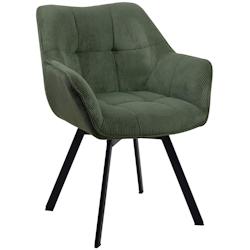 Décoshop26 - Chaise de salle à manger assise pivotante confortable en velours côtelé vert et métal noir 10_0002035 - noir 3000250801348_0