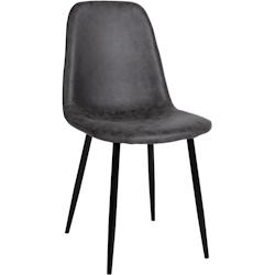 Décoshop26 - Chaise de salle à manger x1 design simple avec pieds en métal noir assise en PVC gris foncé 10_0002077 - gris 3000250828987_0