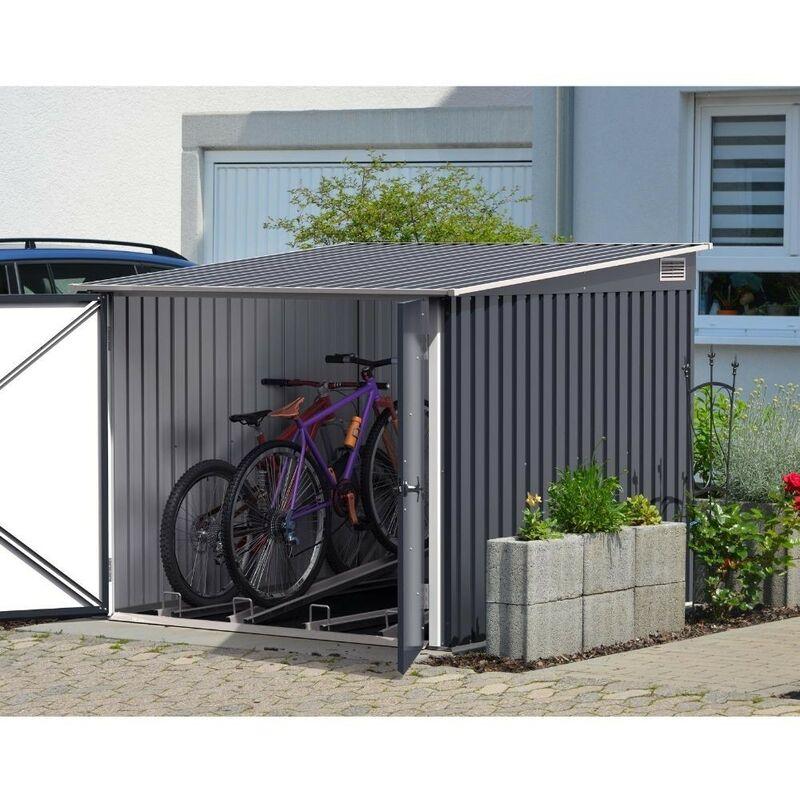 BOÎTE DE RANGEMENT COUVERT POUR VÉLOS MÉTAL BICYCLE STORE DE DURAMAX, 203 X 202 X 162 CM, EN MÉTAL ANTI-CORROSION COULEUR ANTHRACITE - ANTRACITE /