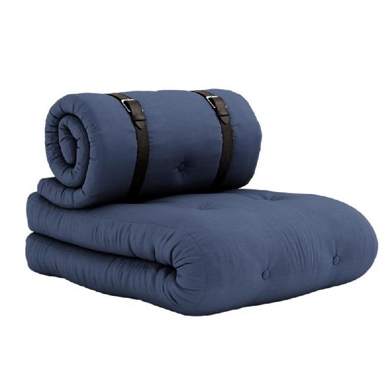 Fauteuil standard convertible Buckle-Up Chair - bleu marine - matelas épais 22 cm - dimensions 200x70 cm_0
