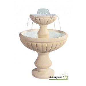 Fontaine cascade en pierre reconstituée, 2 vasque, h 98 cm, grandon -  090 990-avec pompe_0