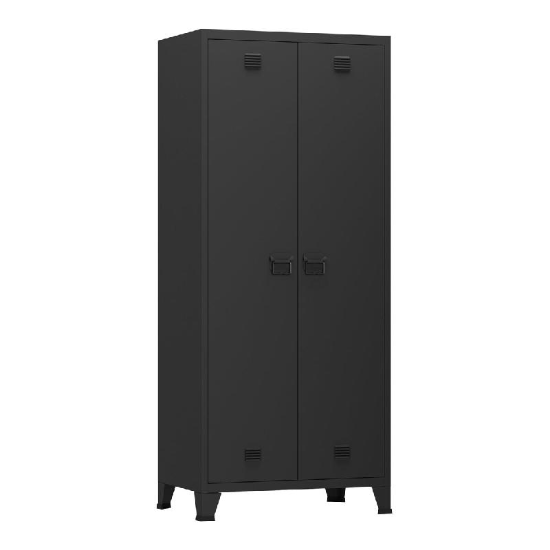 Helloshop26 - Armoire étagère meuble de rangement  180 x 90 x 40 cm de chambre acier noir 03_0008873 - noir acier 3000224387427_0